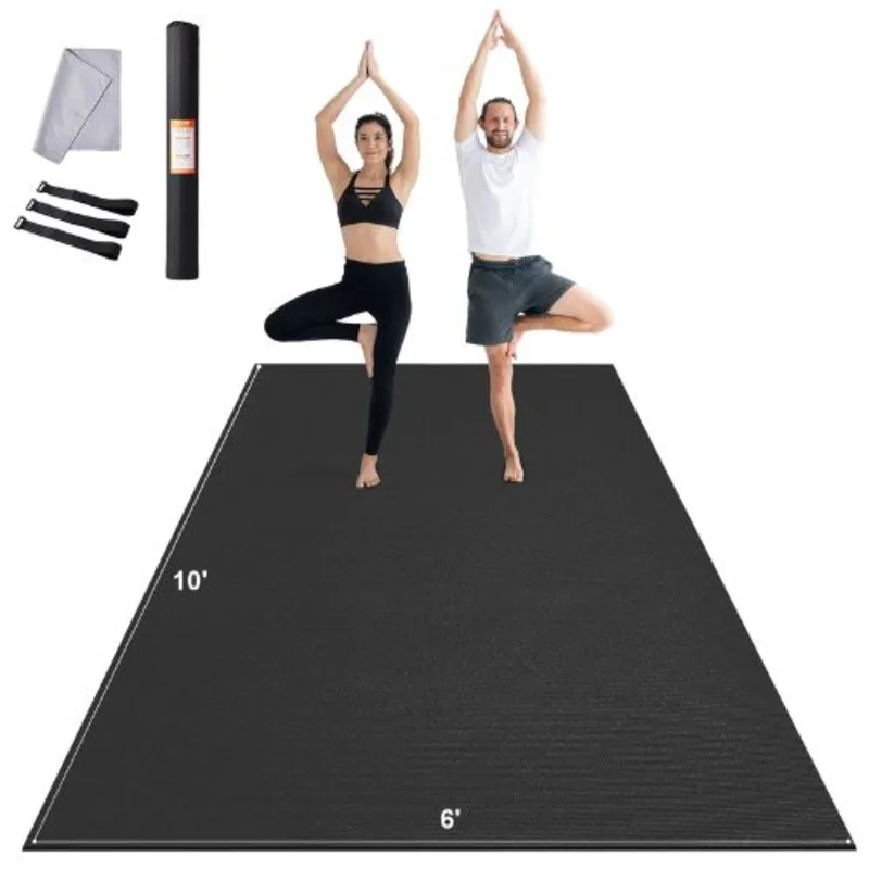 10 x 6ft Non-Slip High Density Premium Yoga Mat with Carry Bag & Strap Perfect for Yoga Pilates & Floor Workouts for Men & Women