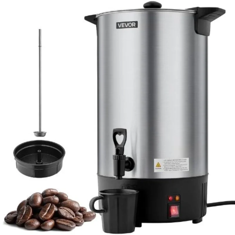 100 Cups Commercial Coffee Urn Stainless Steel Quick Brewing for Easy Cleaning Silver