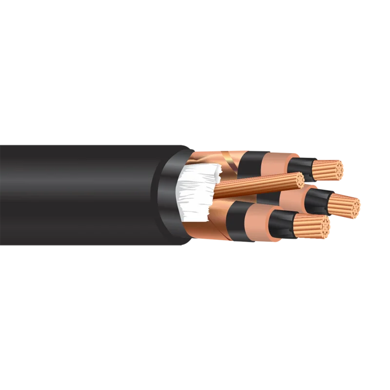 1000' 1/0-3C MV-105 Power Cable w/ Ground, 5kV/8kV, EPR/PVC Insulation, Copper Tape Shield, 133%/100% Insulation Level
