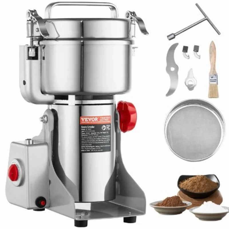1000g 3000W High-Speed Electric Grain & Spice Grinder Stainless Steel Swing Type Pulverizer (Dry Use)
