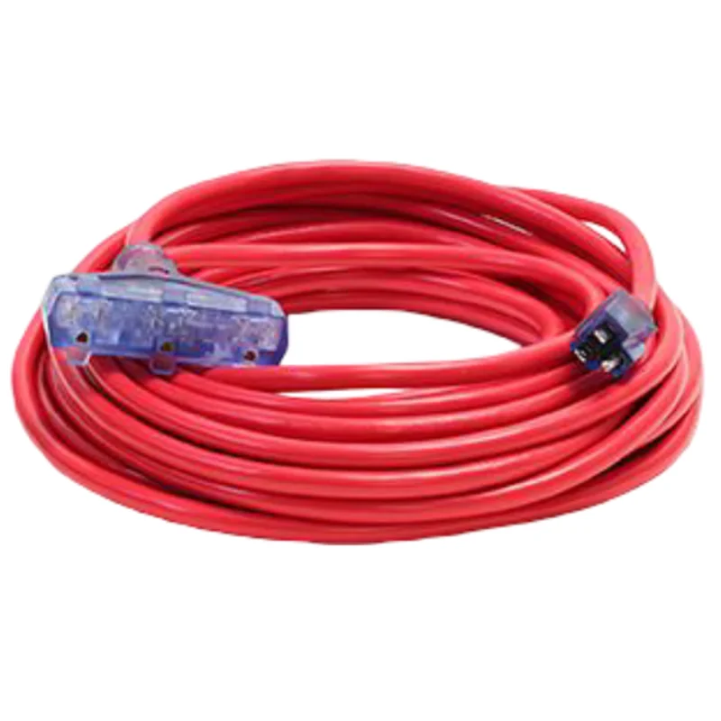 100FT 12/3 SJTW Cold Weather Triple Tap Extension Cord With CGM Red