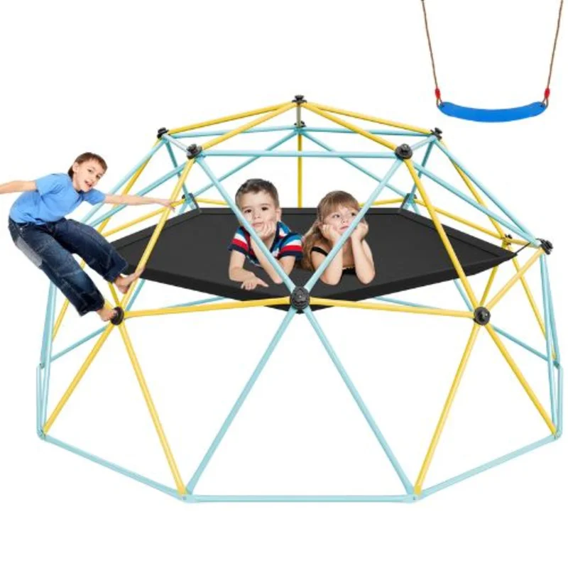 10FT Geometric Dome Climber for Kids Swing & Hammock 750LBS Capacity Easy Assembly