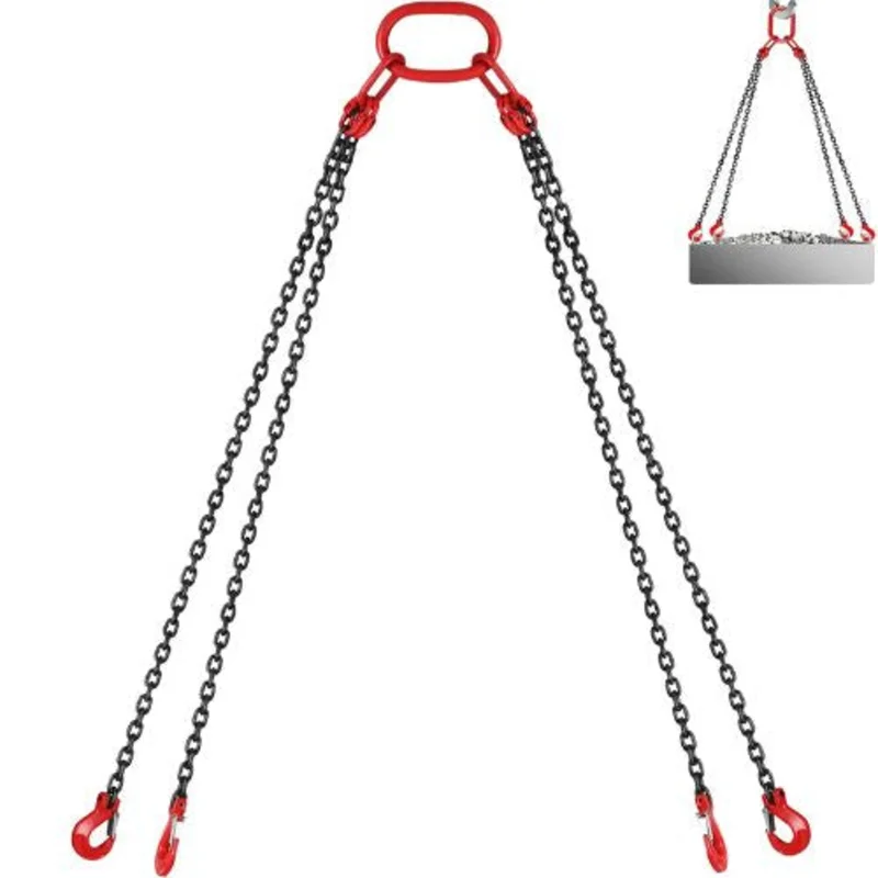 10ft Lifting Chain Sling with 4 Leg Grab Hooks and Adjuster