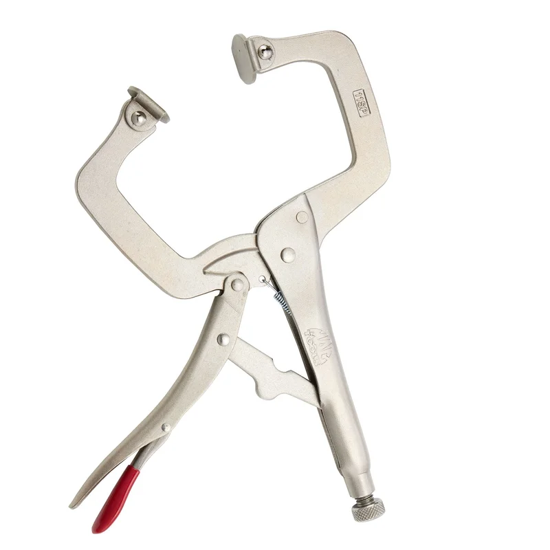 11" C-Clamp Trigger Release Locking Pliers with Swivel Pads - Red