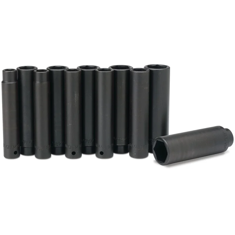 11-PC. 1/2" Drive SAE Extra-Deep Impact Socket Set - 6-PT.