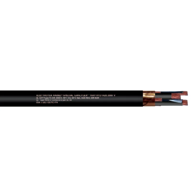 110' 500/3 1/3 Stranded Bare Copper Tape XLPE PVC Gaalflex Tray VFD 1420 2000V Cable