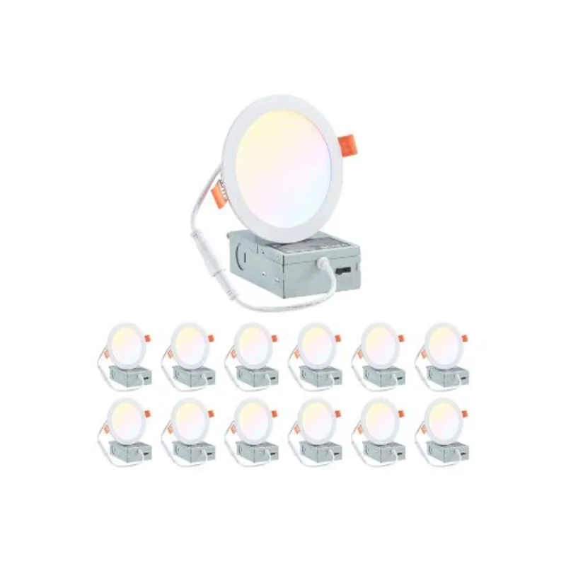 1100 Lumens 6 Inch UltraThin LED Recessed Ceiling Lights with Junction Box Kit