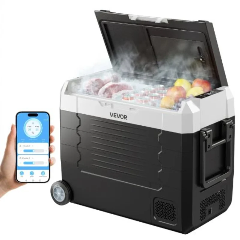 12/24V Car Refrigerator 48QT Dual Zone Cooler with APP Control -4F to 68F for RV & Camping