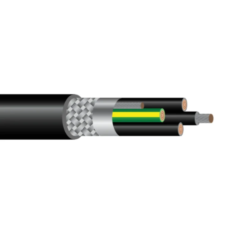 12 AWG 3C W/G + Drain Wire Tinned Copper Stranded TC-ER VFD Flexible Cable 600/1000V