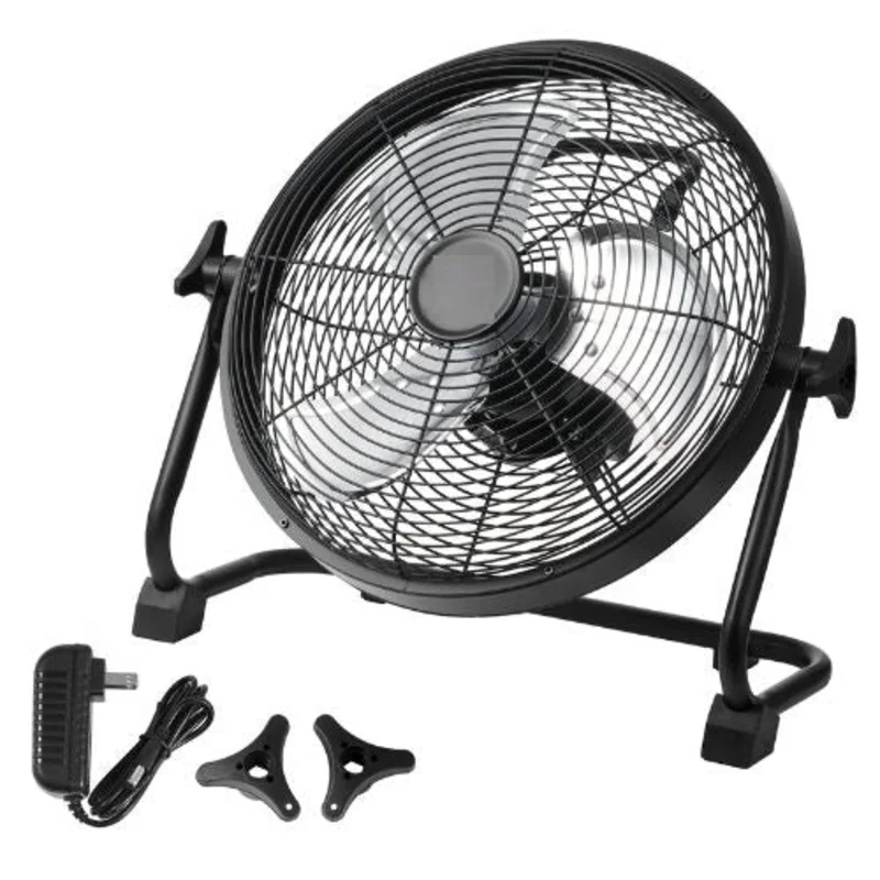 12 Inch Cordless High-Velocity Fan Portable, Quiet, Stepless Speed Control, 360 Manual Pivot, Heavy-Duty Metal Industrial Floor Fan