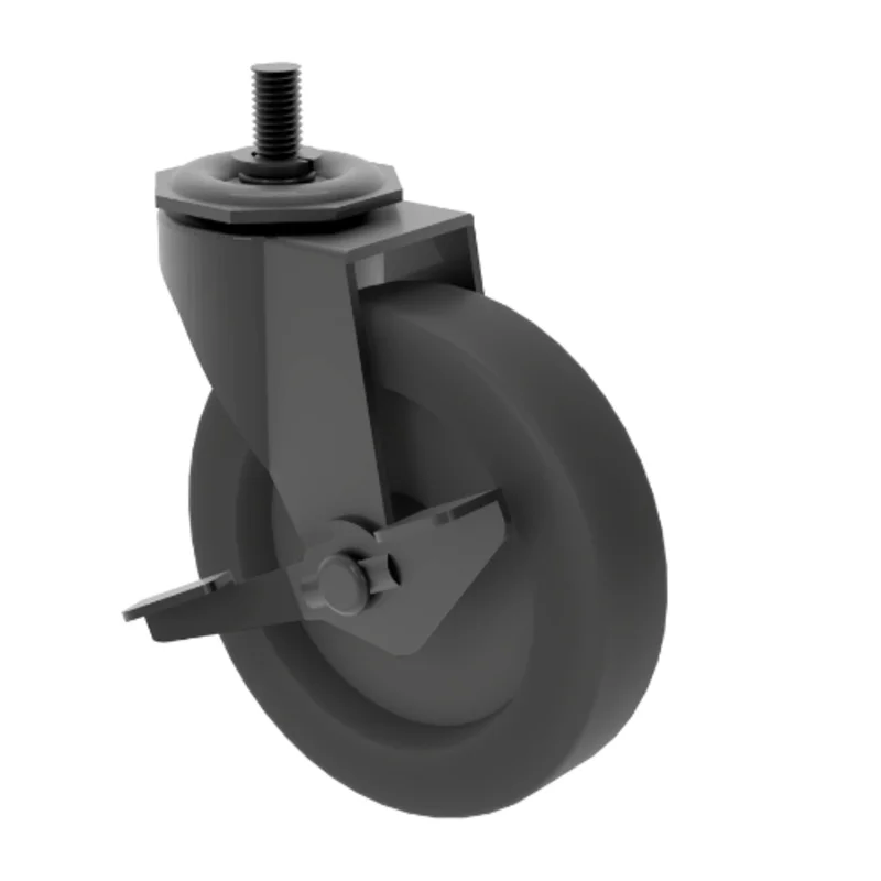12 Length Aspect 4" Industrial Caster for Gondola Panel and T-Legs Matte Black APWCASMAB