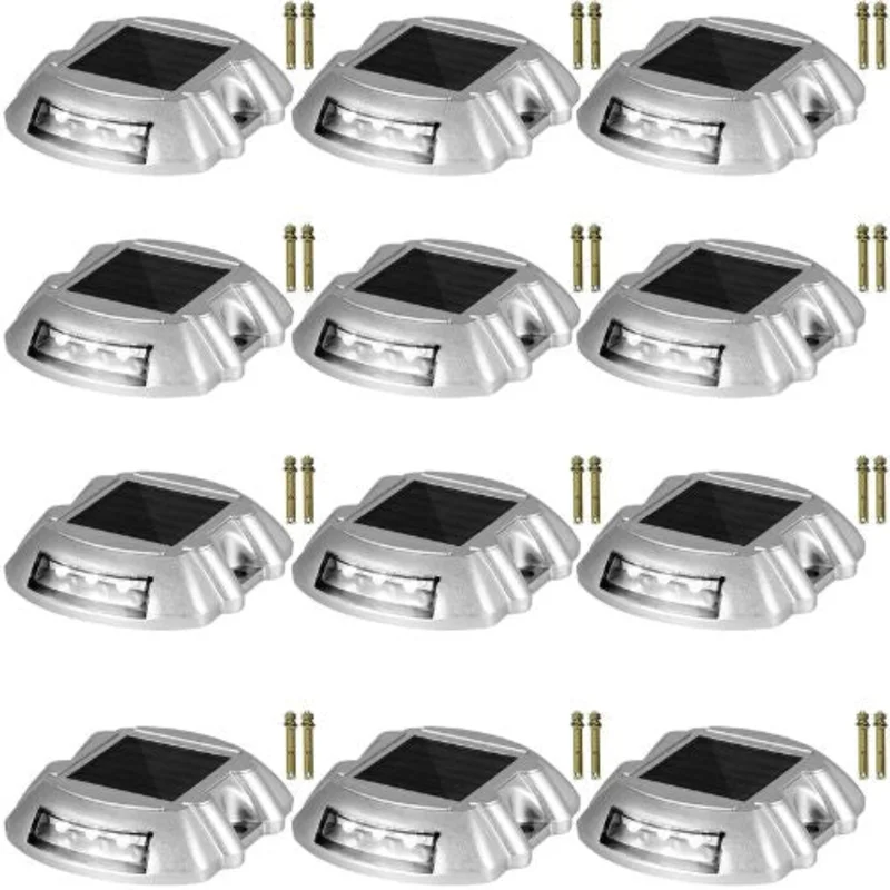 12-Pack Solar Pathway Lights White Weatherproof 6 LED Outdoor Deck Lights for Garden & Walkways