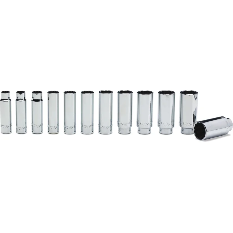 12-PC. 1/2" Drive SAE Deep Socket Set - 12-PT.
