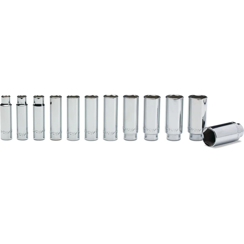 12-PC. 1/2" Drive SAE Deep Socket Set - 6-PT.