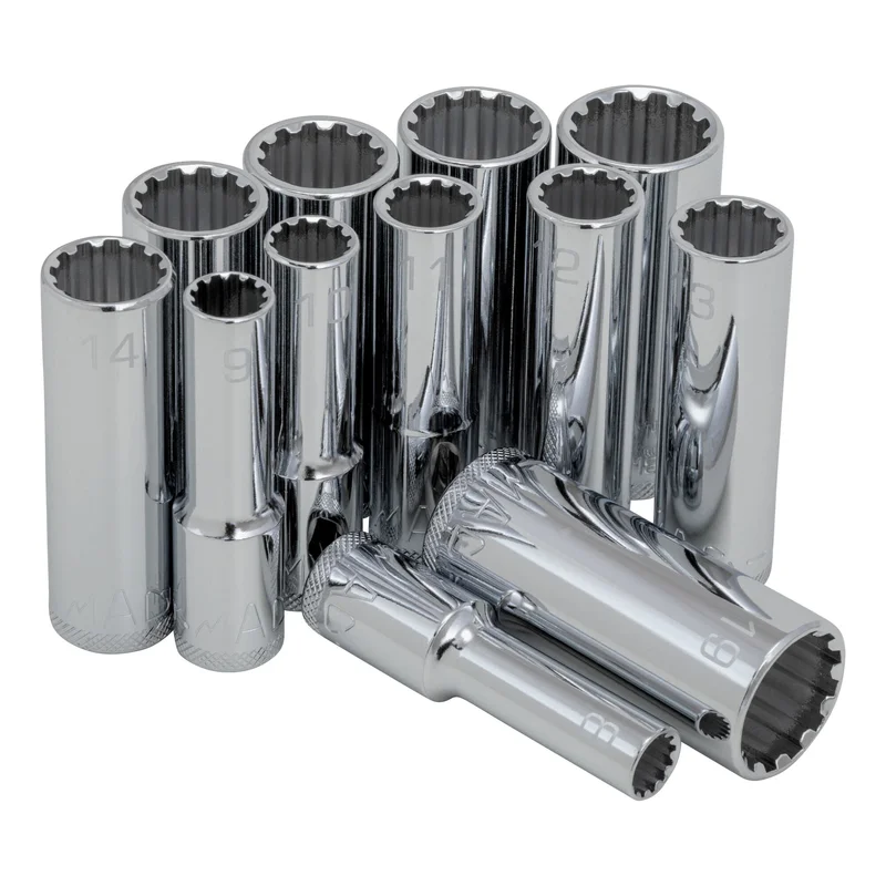 12-PC. 3/8 Drive Metric Spherical Deep Socket Set