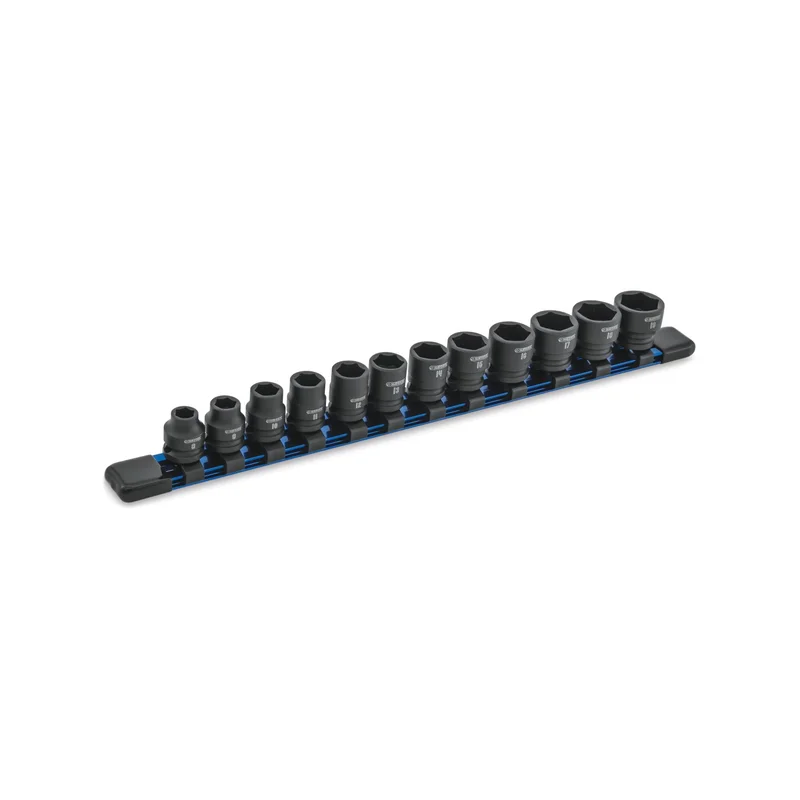 12-PC. 3/8" Drive Metric Stubby Impact Socket Set - 6-PT.