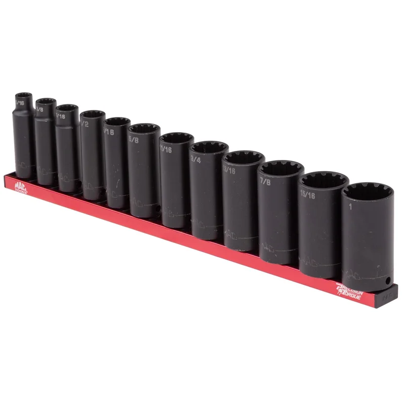 12-PC. 3/8 Drive SAE Spherical Deep Impact Socket Set