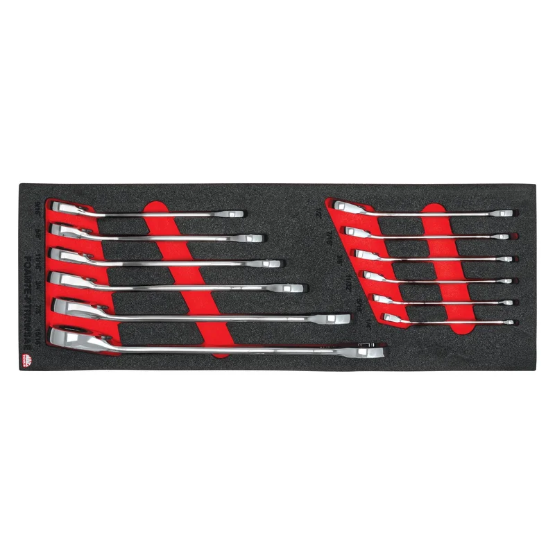 12-PC. SAE Reversible Ratcheting Wrench Foam Set