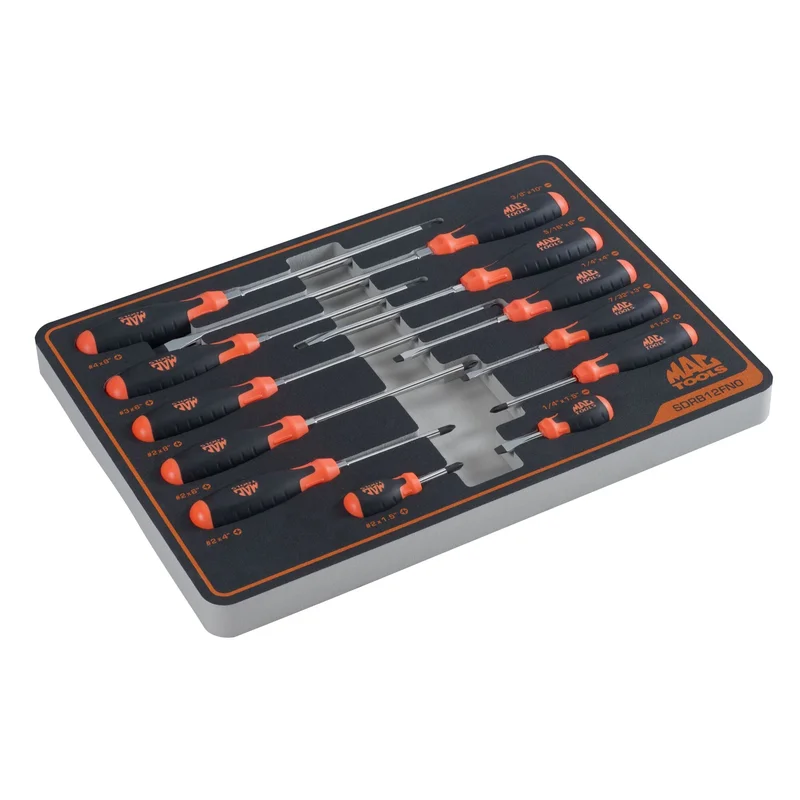 12-PC. Screwdriver Set in Foam Orange