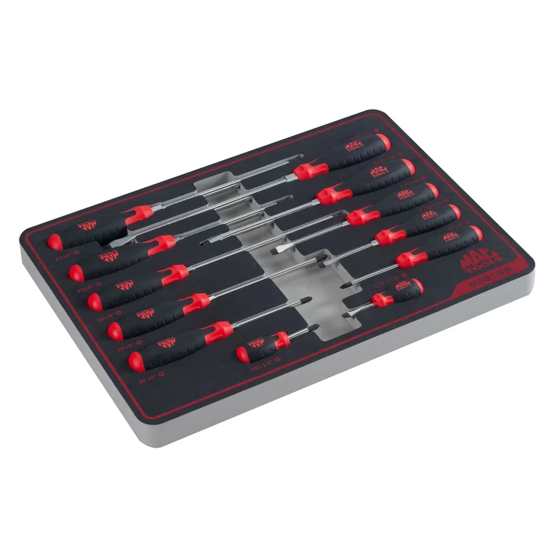 12-PC. Screwdriver Set in Foam Red