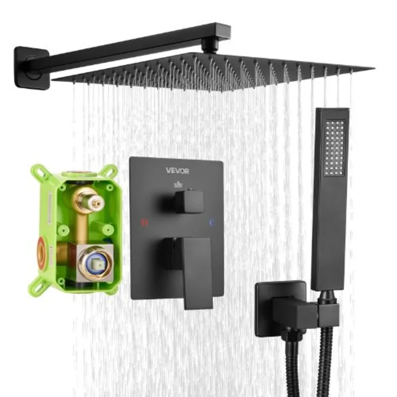 12" Rainfall Shower System with Handheld (Matte Black)