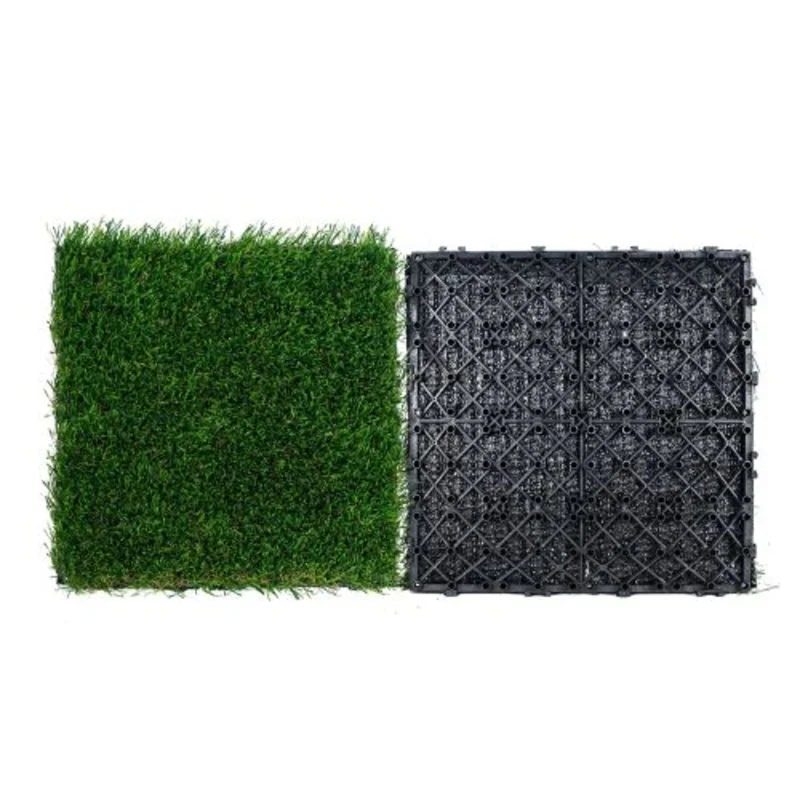 12 x 12 In Artifical Grass Tiles Interlocking Turf Deck Set for Indoor Outdoor Entryway Scraper Dog Mats