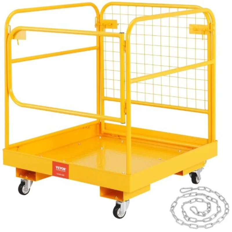 1200 lbs Forklift Safety Cage with Lockable Swivel Wheels for Aerial Work