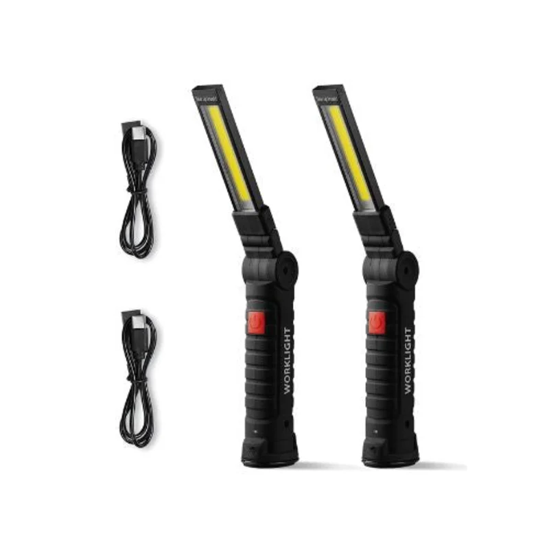 1200mAh Portable LED Hands Free 360 Rotating Magnetic Rechargeable LED Flashlight for Garage & Emergency 2 Pack
