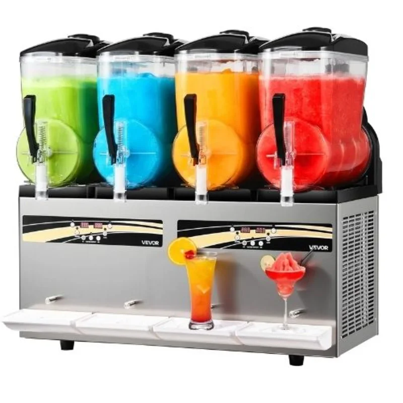 12L/3.17Gal x 4 Tank Commercial Slushie Machine - Self-Cleaning Frozen Drink Maker & for Restaurants and Bars