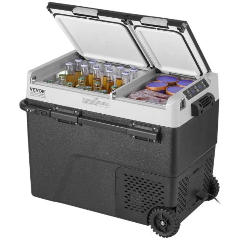 12V 58L Car Refrigerator  Dual Zone Freezer -4 to 68 Adjustable for Home Outdoor Camping RV & Car Use