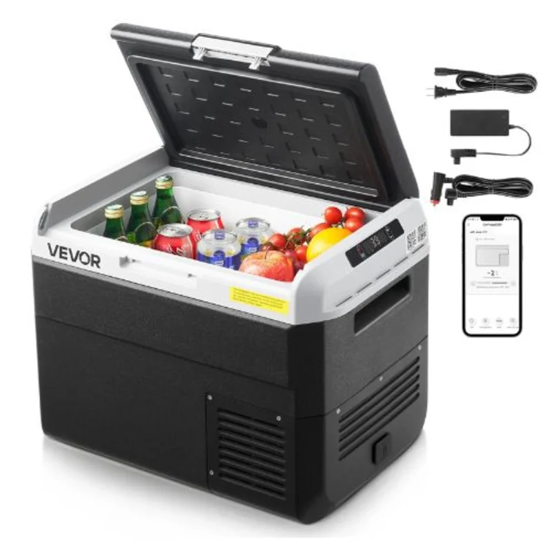 12V Car Refrigerator 31.7QT/30L Portable Freezer -4 to 68 Adjustable 12/24V DC & 100-240V AC for Outdoor Camping & RV