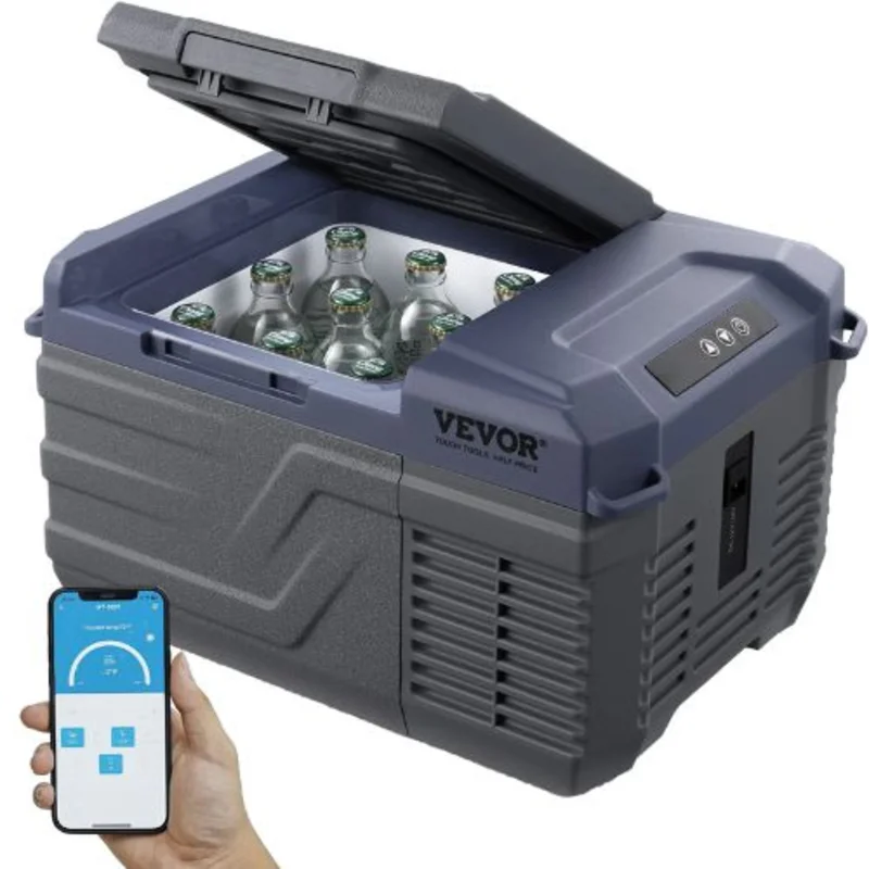 12V Car Refrigerator 9L Portable Freezer -4 to 68 Adjustable 12/24V DC & 100-240V AC Compressor Cooler for Camping & RV