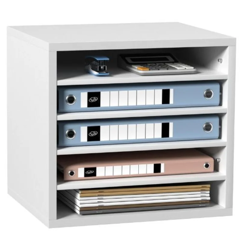 13.9" x 12" x 13" Literature Organizer 5-Compartment Office Mailbox with Adjustable Shelves for Office Home Classroom Mailrooms (White)