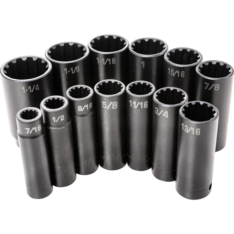 13-PC. 1/2 Drive SAE Deep Spherical Impact Socket Set