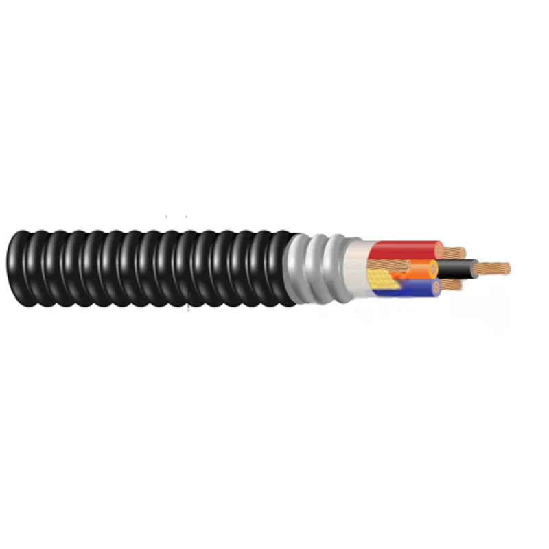 14 AWG 3C Type MC-HL W/G Corrugated Welded Armor XLPE/PVC Jacket VFD Cable 600V