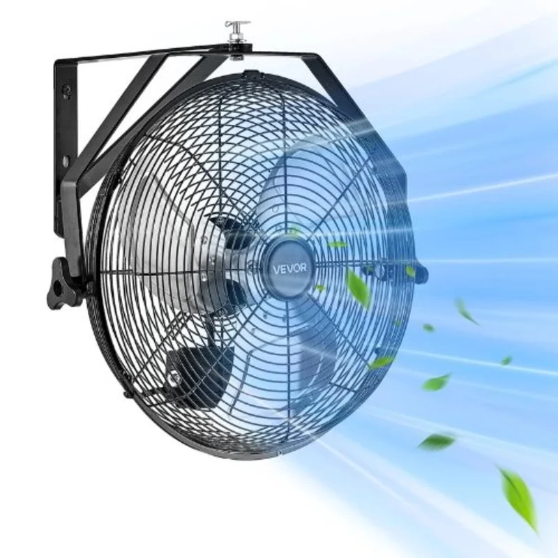 14 In Industrial Wall Fan | 2473 CFM 3-Speed IP44 Waterproof, Aluminum Blades