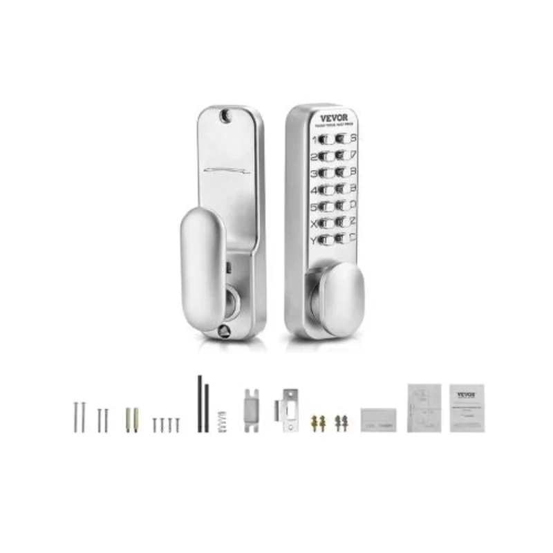 14-Key Mechanical Keypad Door Knob, Waterproof Stainless Steel