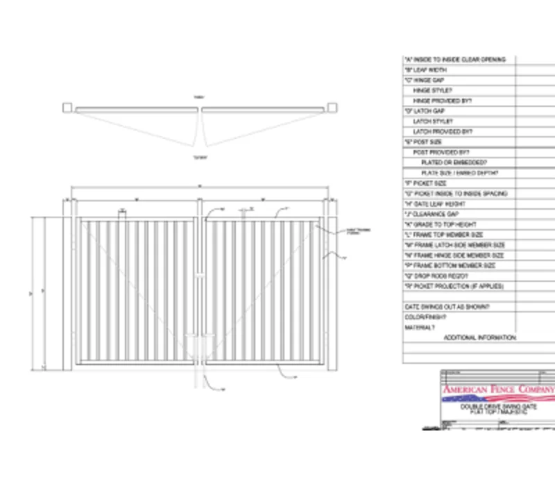 144" x 60" Flat Top Double Drive Gate