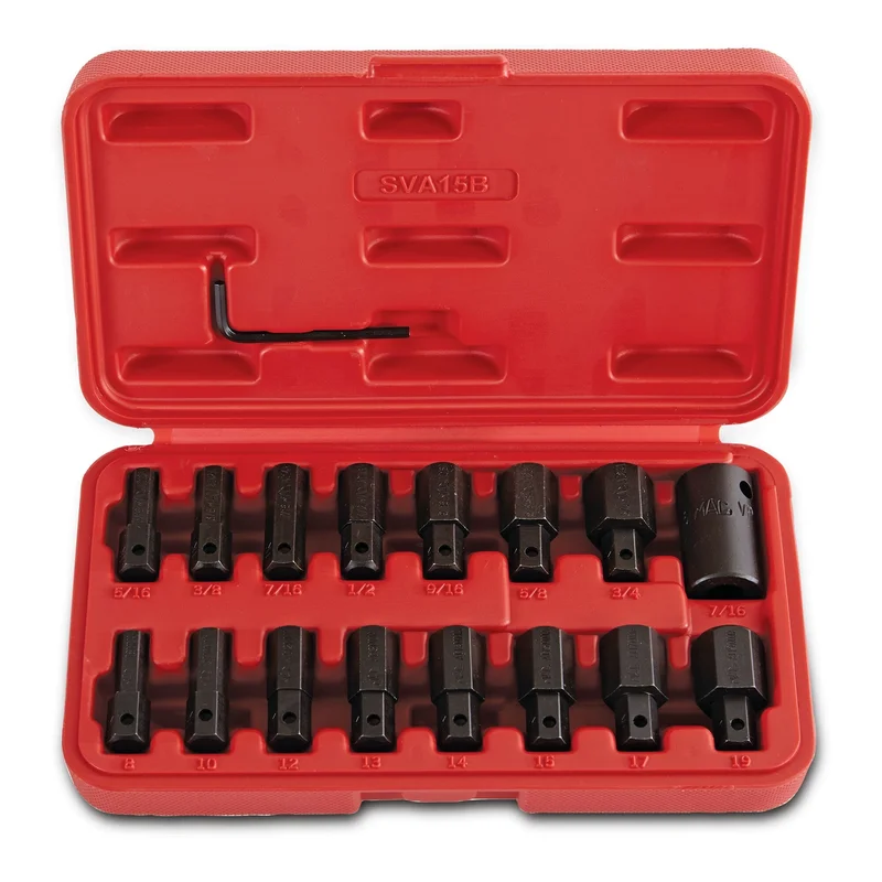 15-PC. 1/2 Drive SAE and Metric Impact Hex Insert and Driver Set