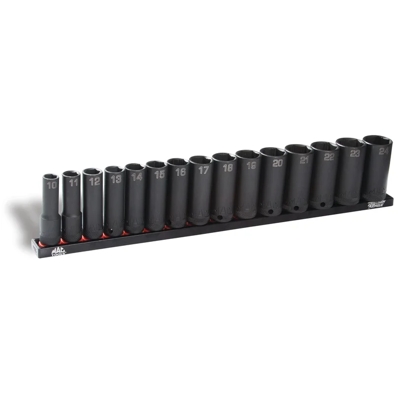 15-PC. 3/8" Drive Metric Deep Impact Socket Set - 6-PT.