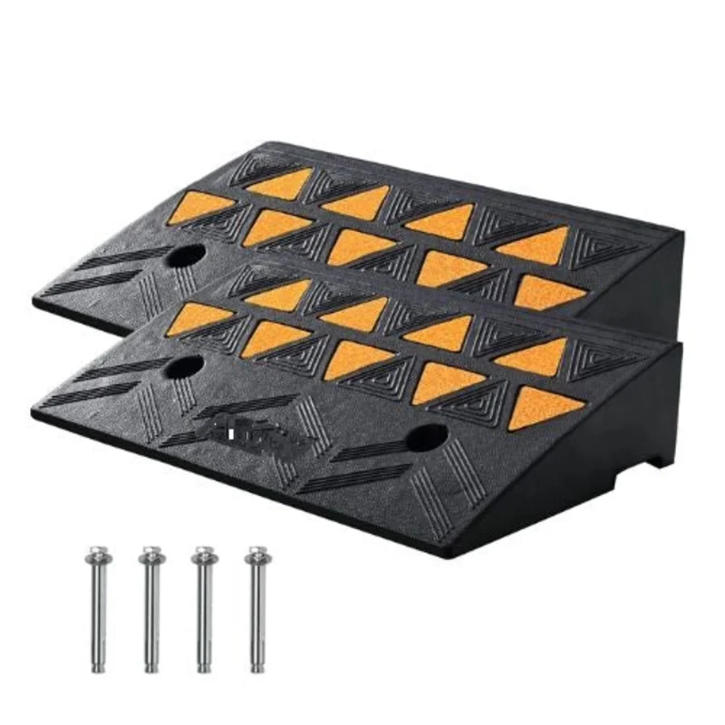15-Ton Capacity & 4.3" Rise Heavy-Duty Rubber Curb Ramp for Cars, Wheelchairs, Bikes & Motorcycles (Pack Of 2)