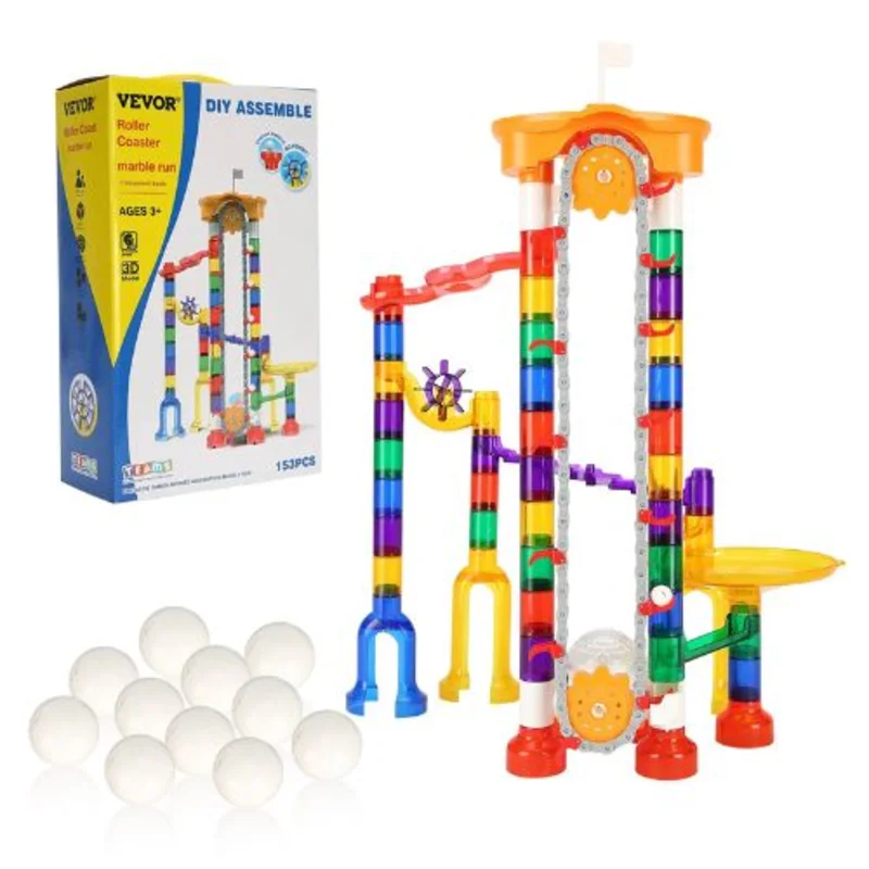 153-Piece Motorized Marble Run Set with Elevator & 30 Marbles  STEM Maze Race Track Toy for Kids 3+