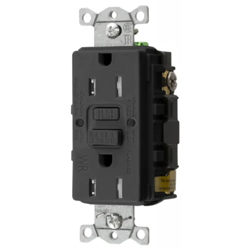 15A 125V 2 Pole 3 Wire Grounding Commercial Hospital Grade Tamper and Weather Resistant GFCI Receptacle GFTWRST15BKU