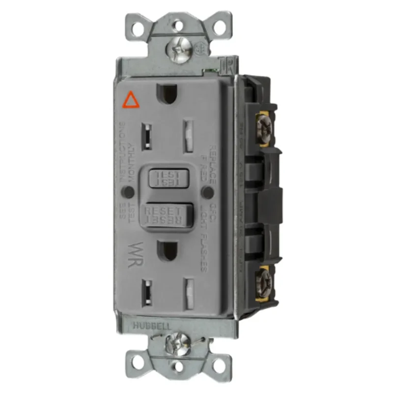 15A 125V 2 Pole 3 Wire Grounding Commercial Hospital Grade Tamper and Weather Resistant GFCI Receptacle GFTWRST15GYIG