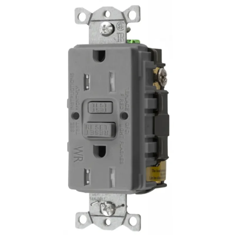 15A 125V 2 Pole 3 Wire Grounding Commercial Hospital Grade Tamper and Weather Resistant GFCI Receptacle GFTWRST15GYU