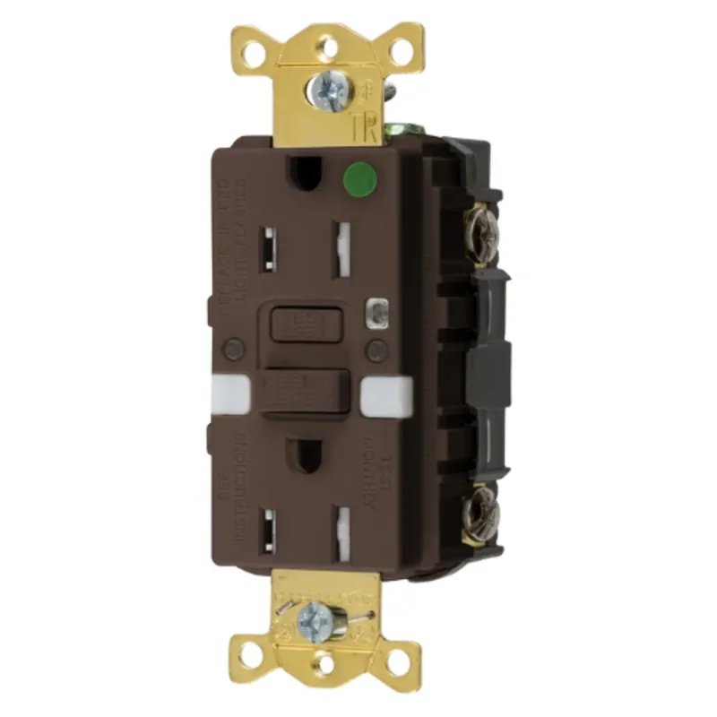 15A 125V 2 Pole 3 Wire Grounding Heavy Duty Hospital Grade Tamper Resistant with Nightlight GFCI Receptacle GFTRST82NL
