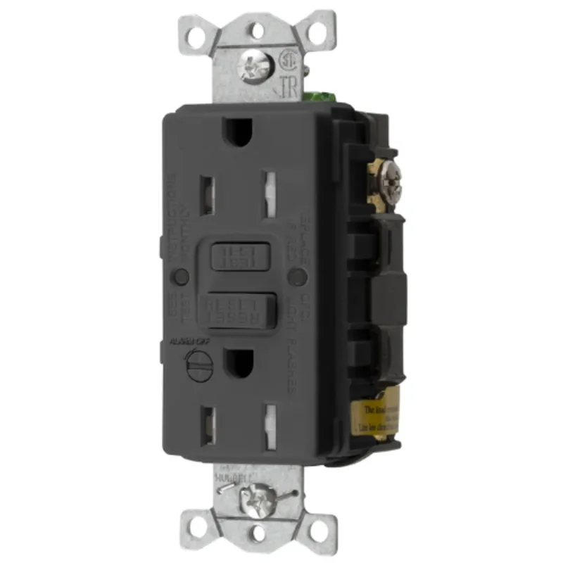 15A 125V 2 Pole 3 Wire Grounding Power Protection Products 5-15R with Alarm GFCI Receptacle GFTRST15BKB