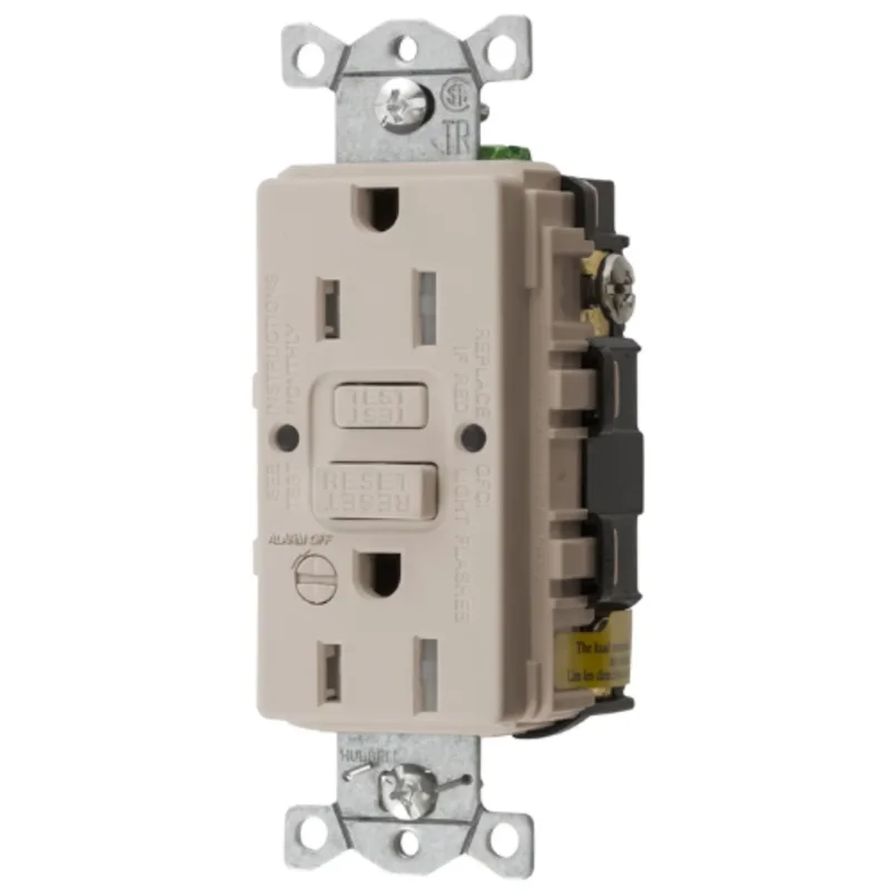 15A 125V 2 Pole 3 Wire Grounding Power Protection Products 5-15R With Alarm GFCI Receptacle GFTRST15LAB