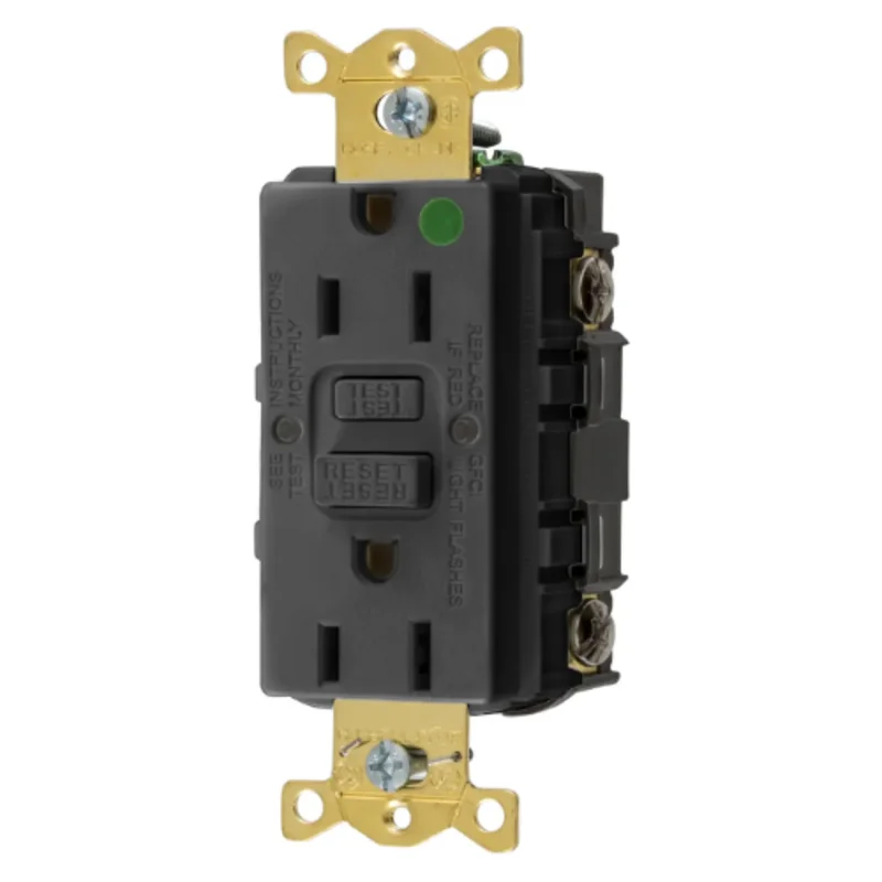 15A 125V 2 Pole 3 Wire Grounding Straight Blade Devices Commercial Grade GFCI Receptacle GFRST82BKU