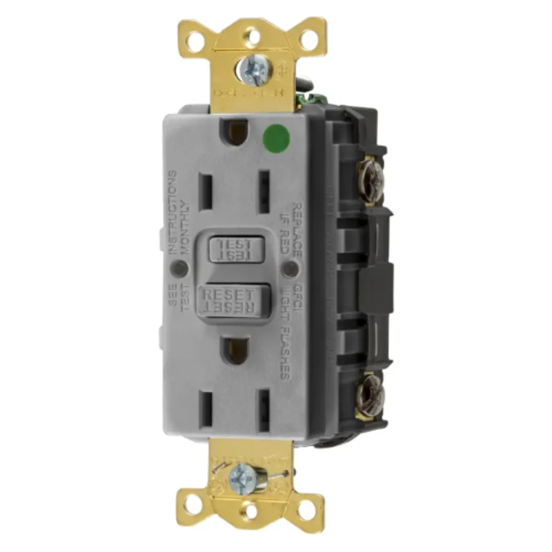 15A 125V 2 Pole 3 Wire Grounding Straight Blade Devices Commercial Grade GFCI Receptacle GFRST82GYU